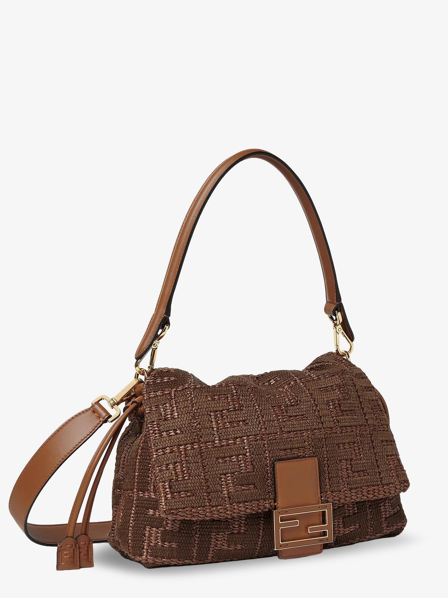 Fendi - Mamma Baguette Medium Raffia Handbag with FF Embroidery