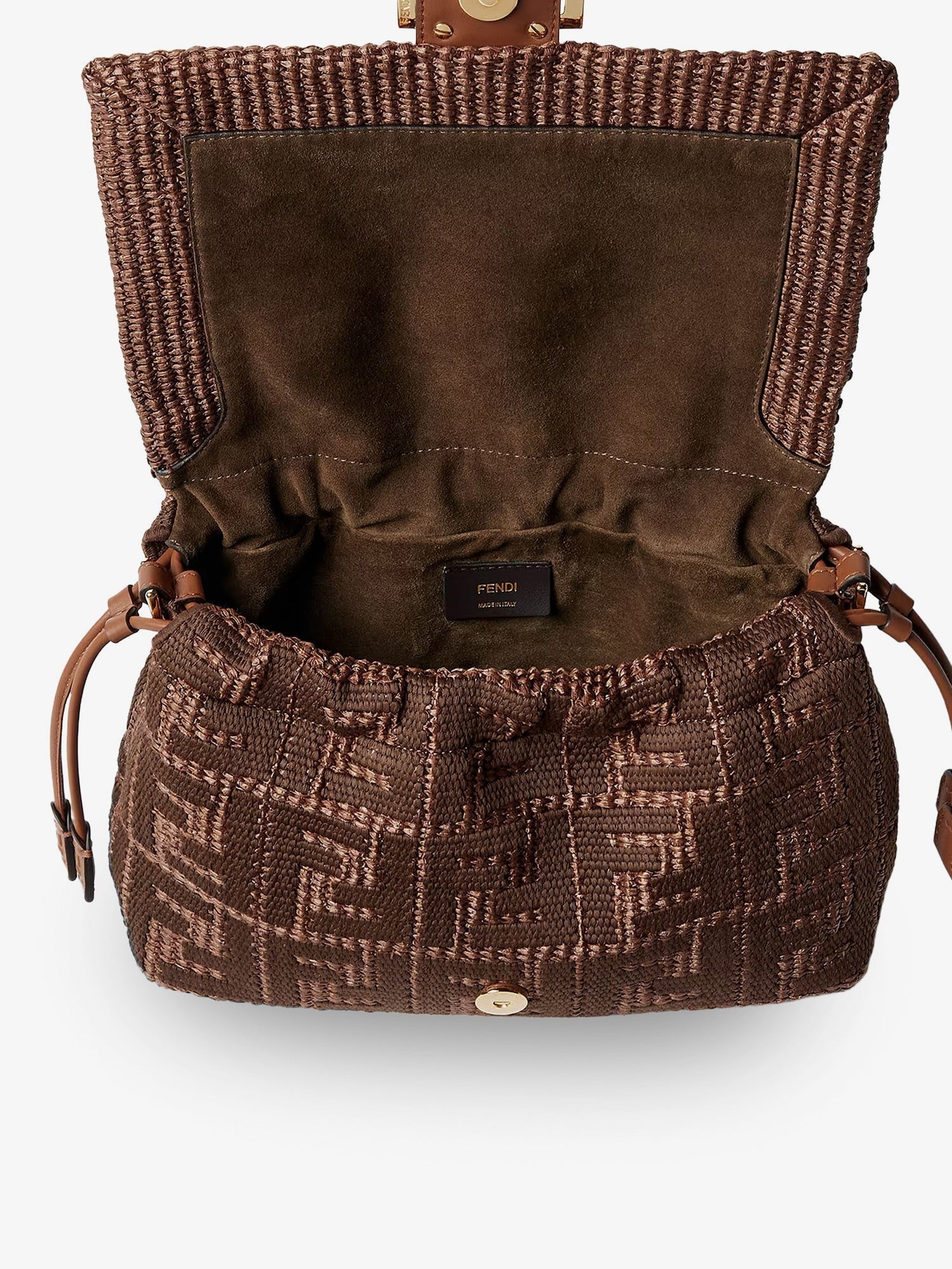 Fendi - Mamma Baguette Medium Raffia Handbag with FF Embroidery