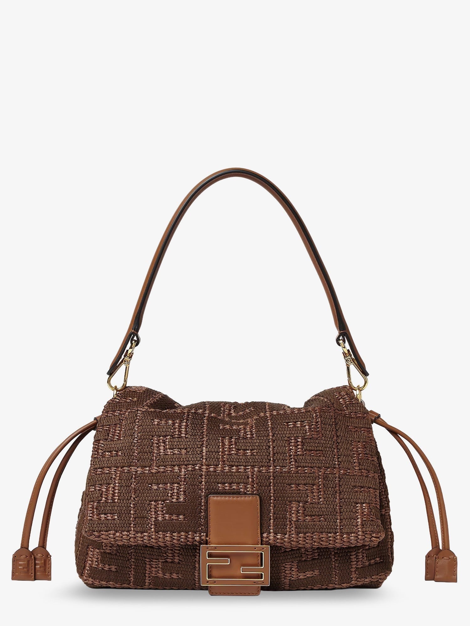 Fendi - Mamma Baguette Medium Raffia Handbag with FF Embroidery