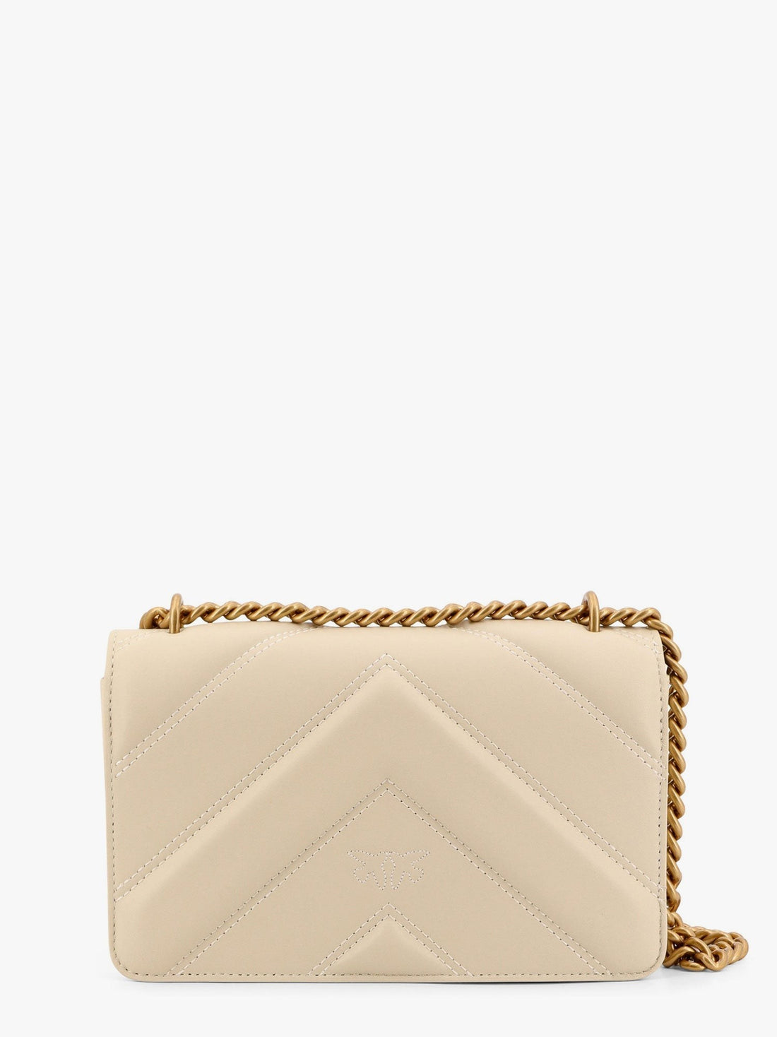 Matelassé leather shoulder bag with love birds buckle