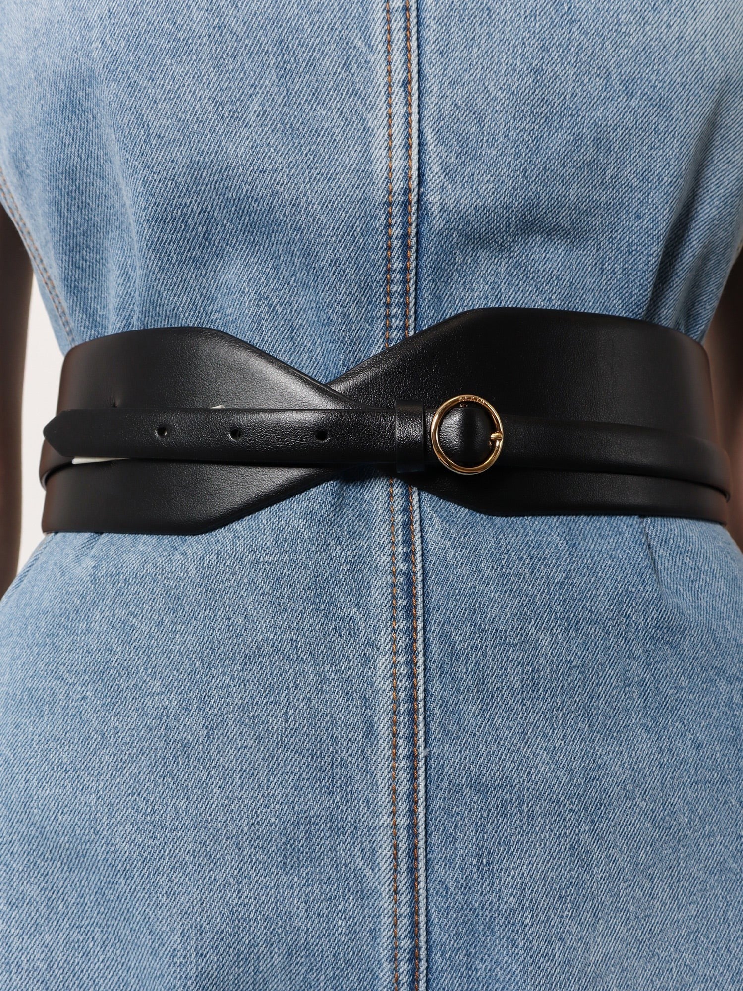 ALAIA - Maxi leather belt with metal buckle