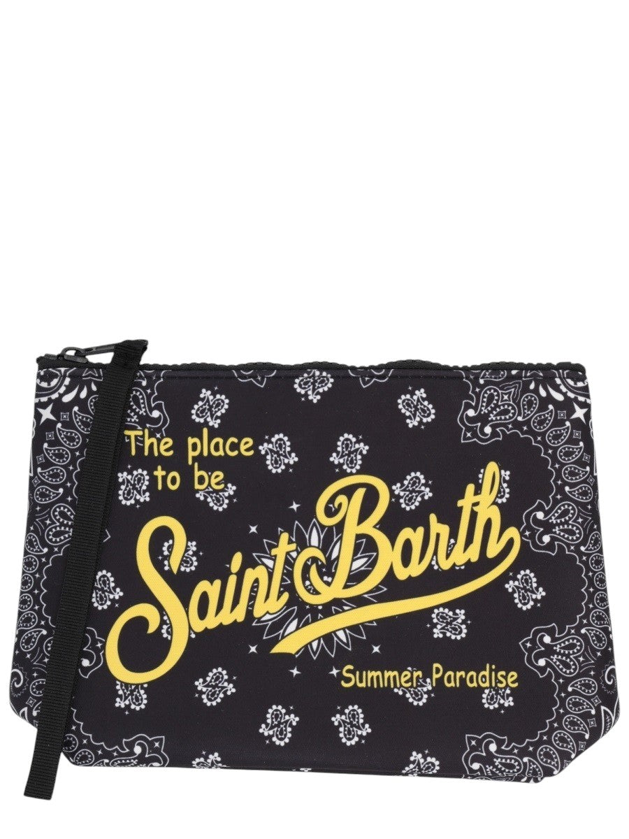 MC2 SAINT BARTH - POCHETTE "ALINE" Unisex mc2-saint-barth-aline-black-yellow-bandana-pouch-front-jpg