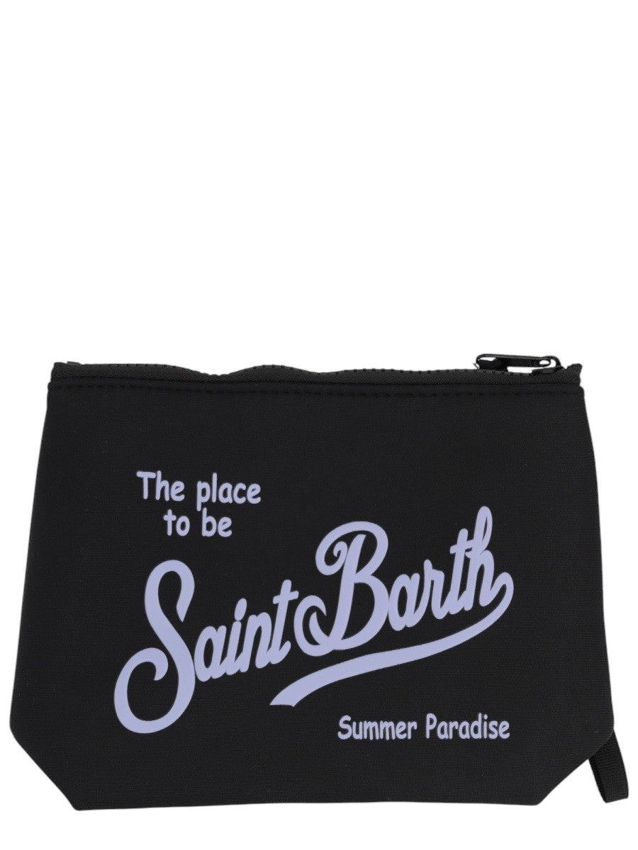 MC2 SAINT BARTH - POCHETTE "ALINE" Unisex mc2-saint-barth-black-canvas-logo-pouch-front-jpg
