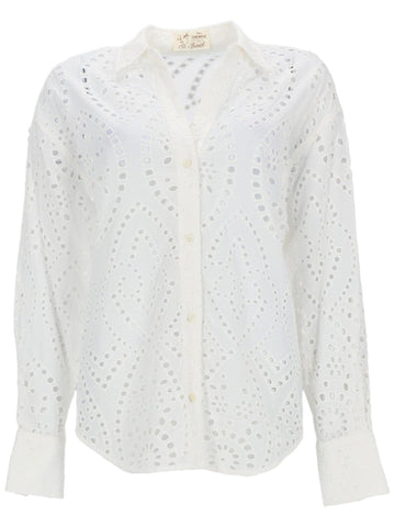 MC2 Saint Barth broderie anglaise cotton shirt in white featuring eyelet embroidery, classic collar and button-front closure.