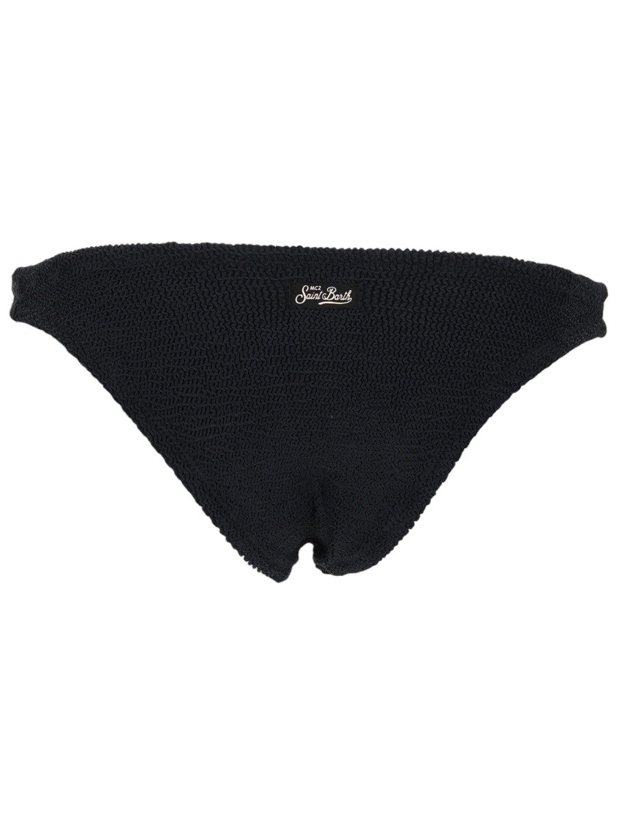 MC2 SAINT BARTH - Elise Crinkle Bikini Bottom - Black mc2-saint-barth-elise-black-crinkle-bikini-bottom-front-jpg