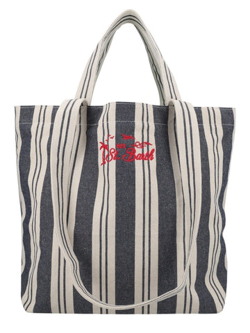 MC2 SAINT BARTH - BORSA TOTE ESSENTIAL BEACH IN COTONE mc2-saint-barth-essential-beach-cotton-tote-bag-navy-cream-stripes-front-jpg