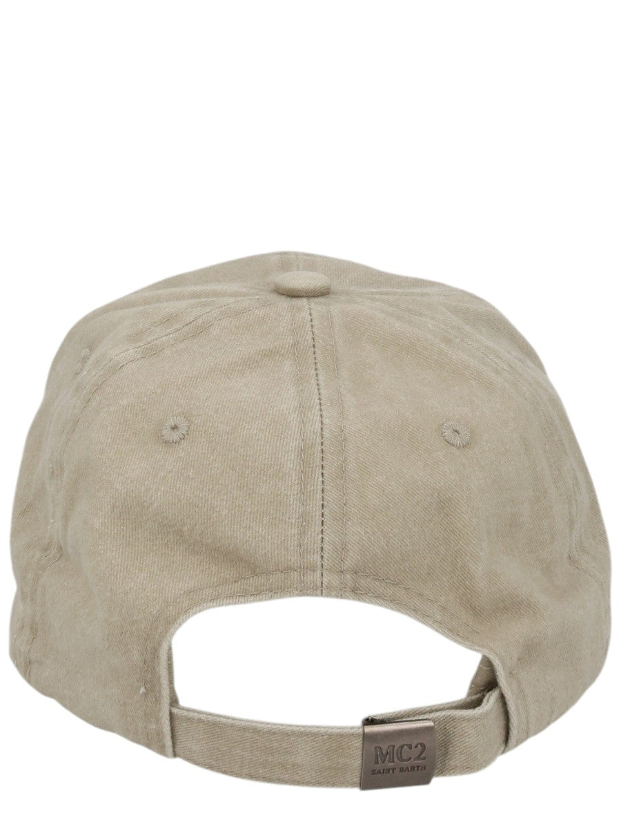 MC2 SAINT BARTH - St. Barth Embroidered Cotton Baseball Cap mc2-saint-barth-logo-cotton-baseball-cap-beige-back-jpg