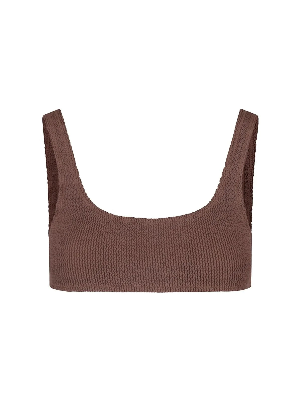 MC2 SAINT BARTH - Naima Crinkle Bikini Top - Brown mc2-saint-barth-naima-crinkle-bikini-top-brown-front-view-jpg