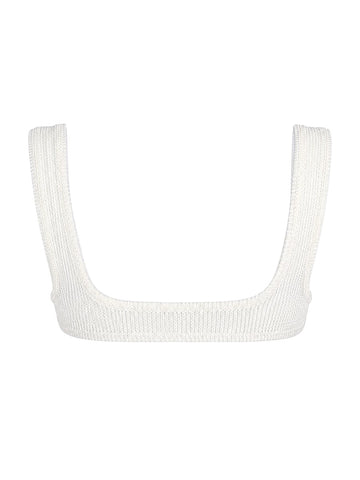 MC2 SAINT BARTH Naima Crinkle Bikini Top in white, back flat view with wide straps and textured crinkle fabric.