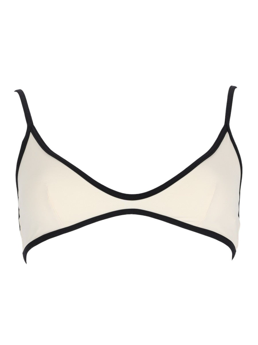 MC2 SAINT BARTH - Paloma Bikini Top - Ivory and Black mc2-saint-barth-paloma-bikini-top-ivory-black-front-flat-view-jpg