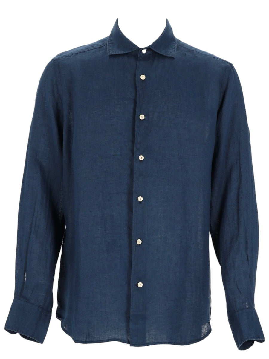 MC2 SAINT BARTH - Pamplona Linen Shirt - Navy Blue mc2-saint-barth-pamplona-linen-shirt-navy-blue-front-view-jpg