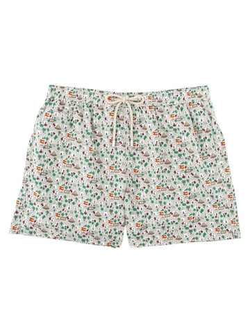 MC2 SAINT BARTH men's swim shorts with all-over Ibiza-inspired print, drawstring waistband and white multicolor design.