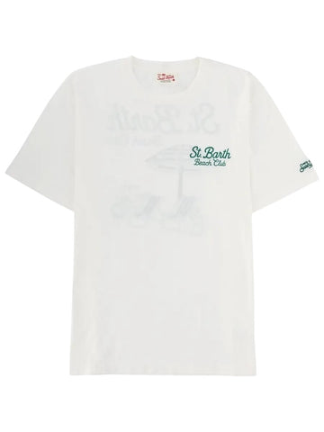 MC2 SAINT BARTH - St. Barth Beach Club White Graphic T-Shirt mc2-saint-barth-st-barth-beach-club-white-graphic-t-shirt-front-webp
