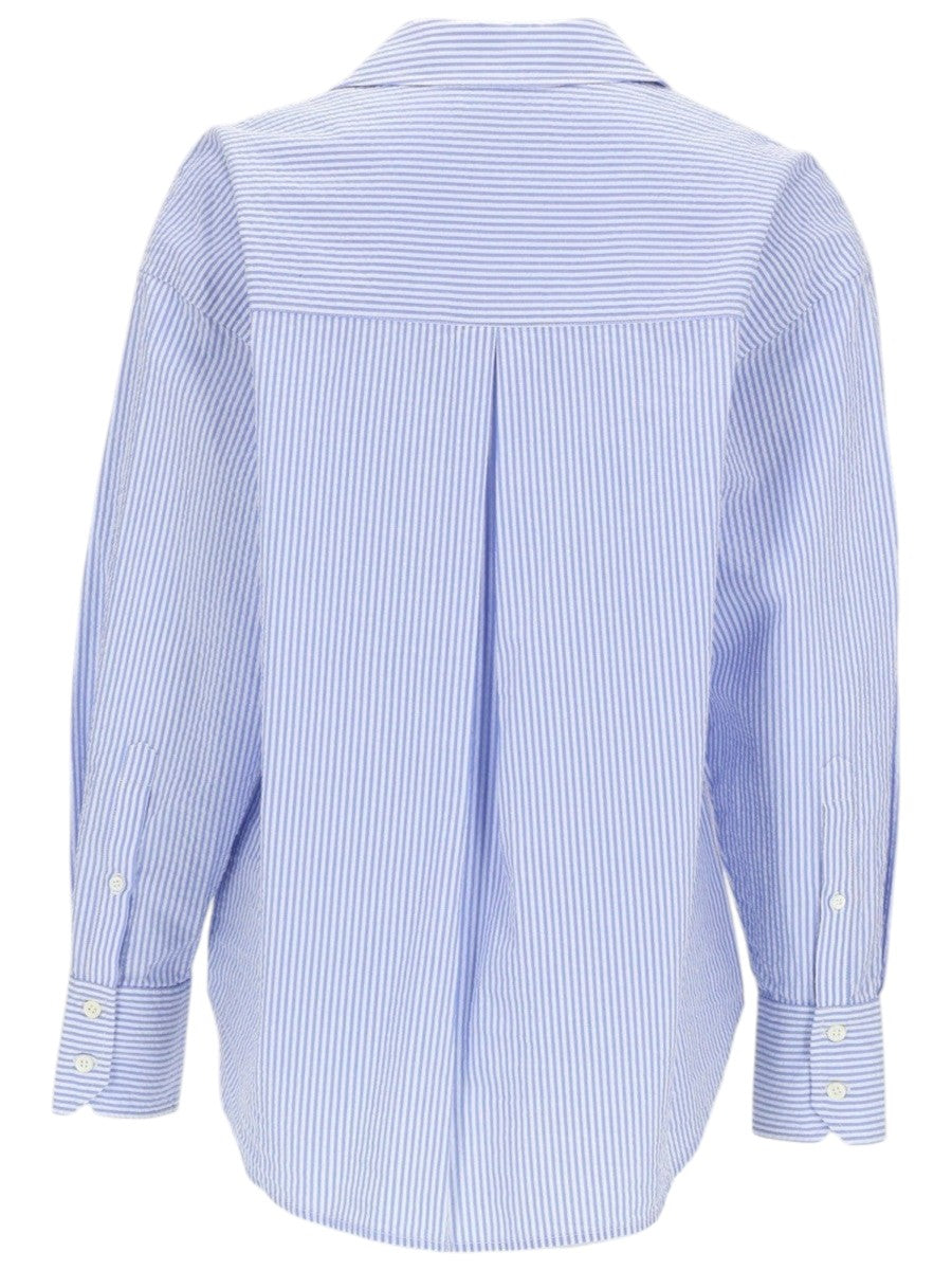 MC2 SAINT BARTH - Striped Cotton Shirt with Daisy Embroidery - Light Blue White mc2-saint-barth-striped-cotton-shirt-with-daisy-embroidery-light-blue-white-front-jpg