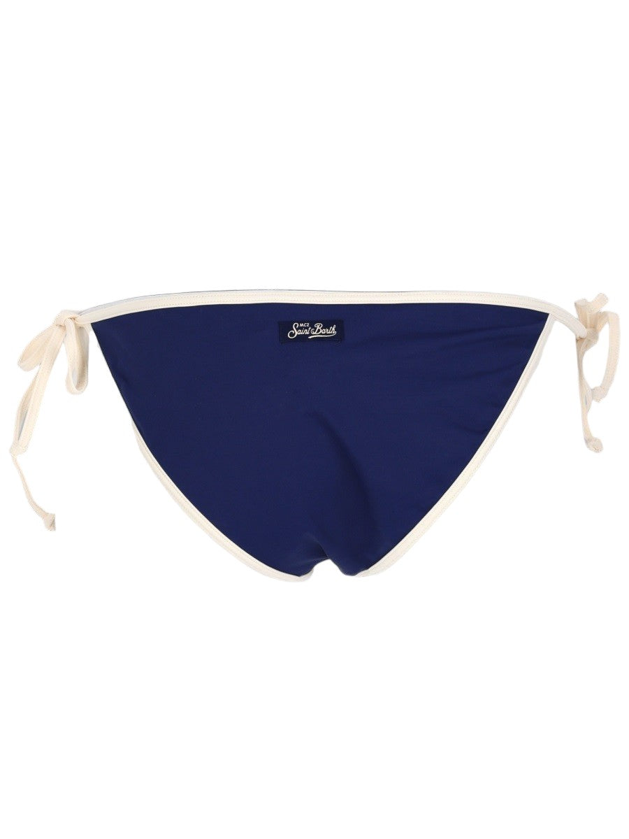 MC2 SAINT BARTH - Virgo Tie-Side Bikini Bottom - Navy Blue And Ivory mc2-saint-barth-virgo-navy-blue-ivory-tie-side-bikini-bottom-front-jpg