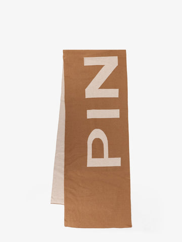 Merino wool scarf with logo print