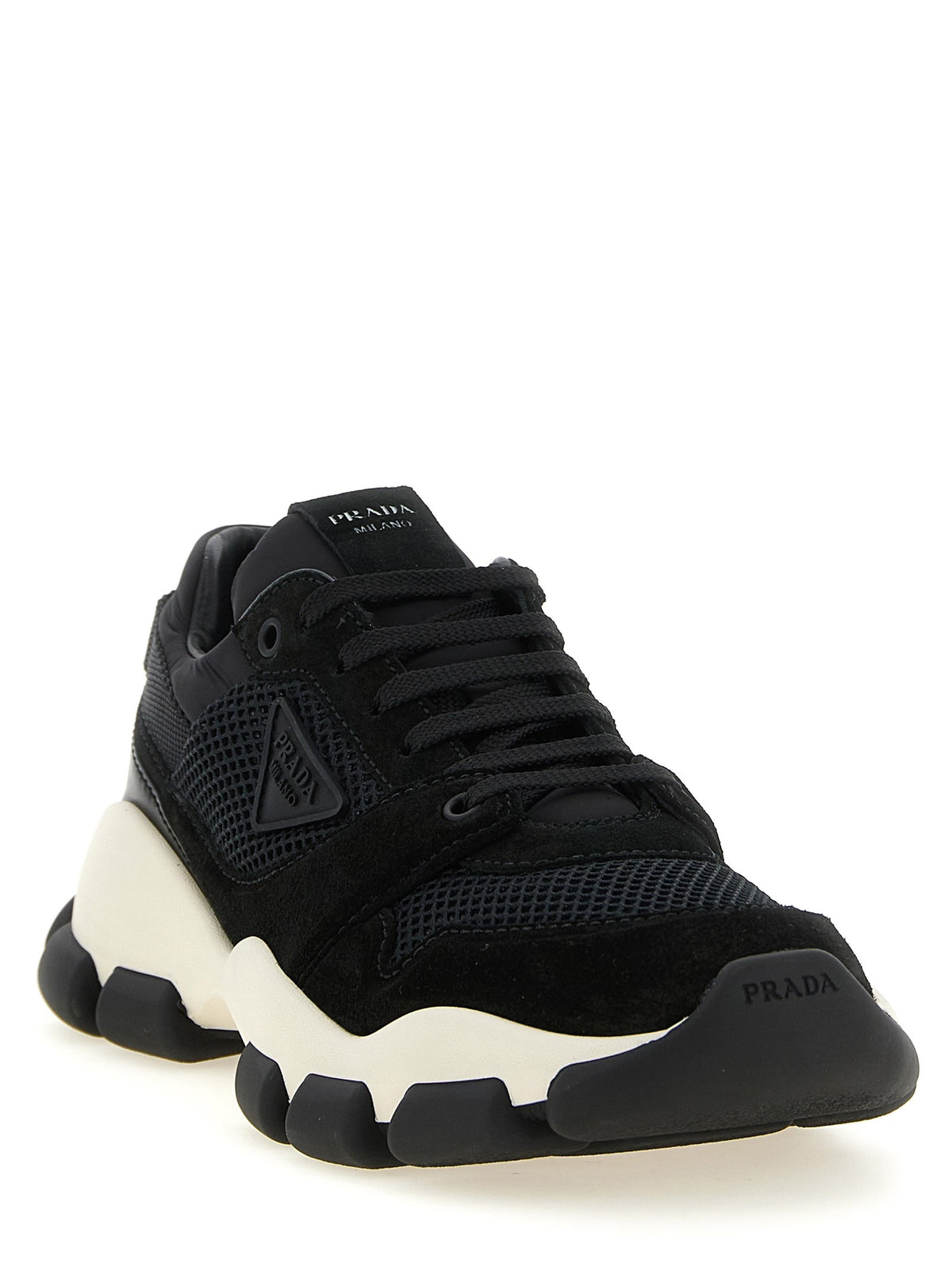 PRADA - Mesh and suede sneakers
