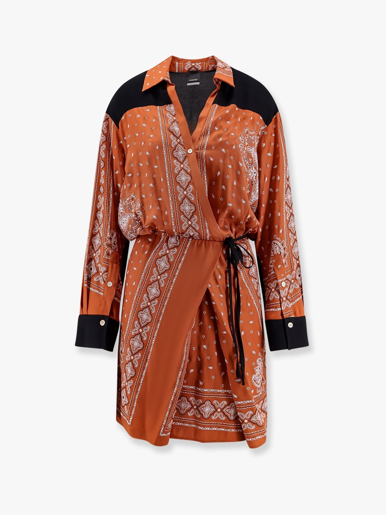 Mesopotamia viscose dress with bandana print and georgette profiles