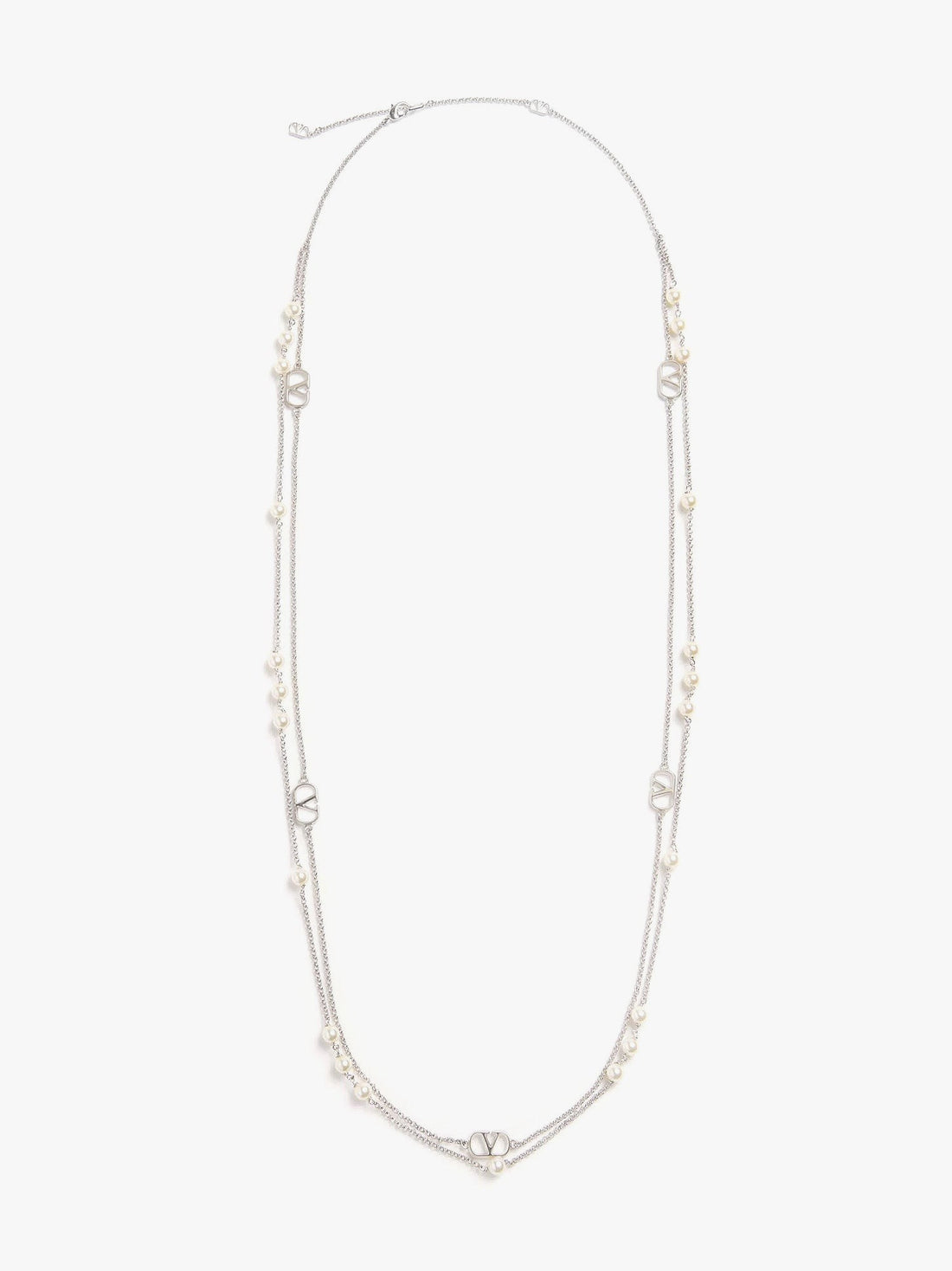 Valentino Garavani - Metal and pearls VLogo Signature necklace metal-and-pearls-vlogo-signature-necklace