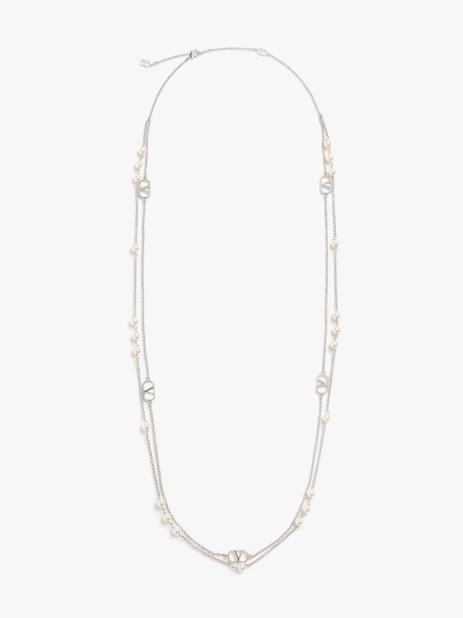 Valentino Garavani Valentino Garavani - Metal and pearls VLogo Signature necklace