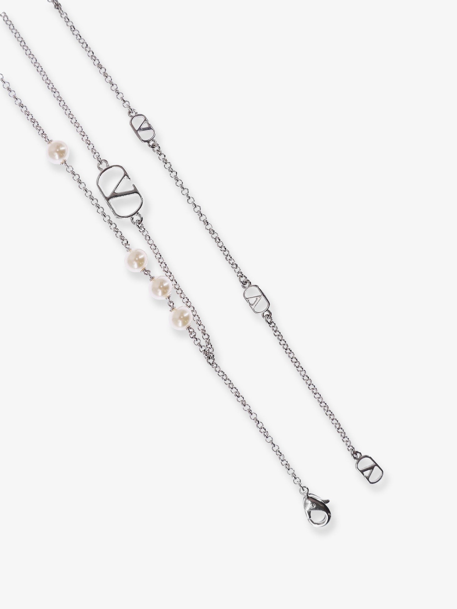 Valentino Garavani Valentino Garavani - Metal and pearls VLogo Signature necklace