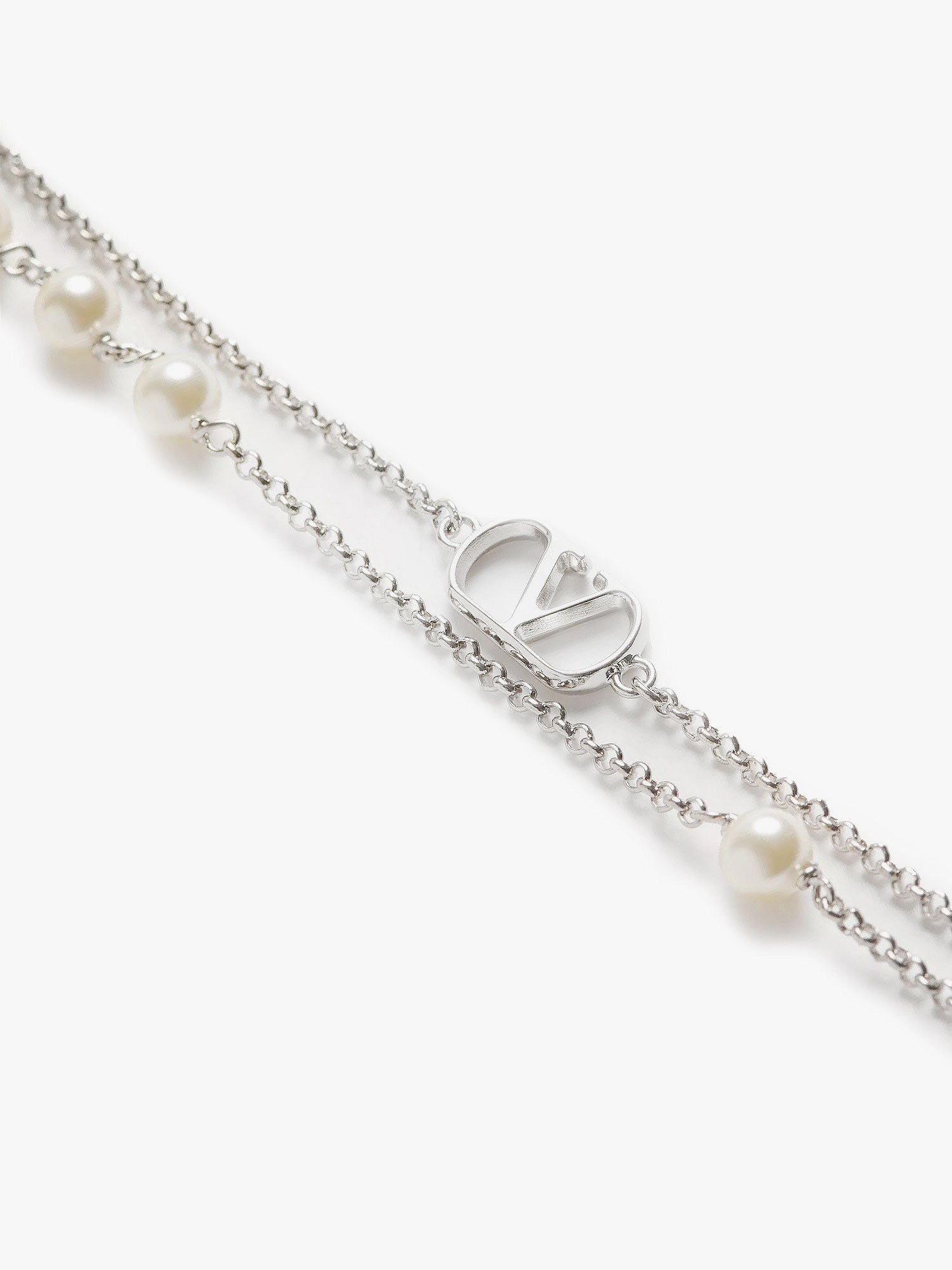 Valentino Garavani Valentino Garavani - Metal and pearls VLogo Signature necklace