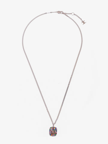 Metal necklace with multicolor pendant