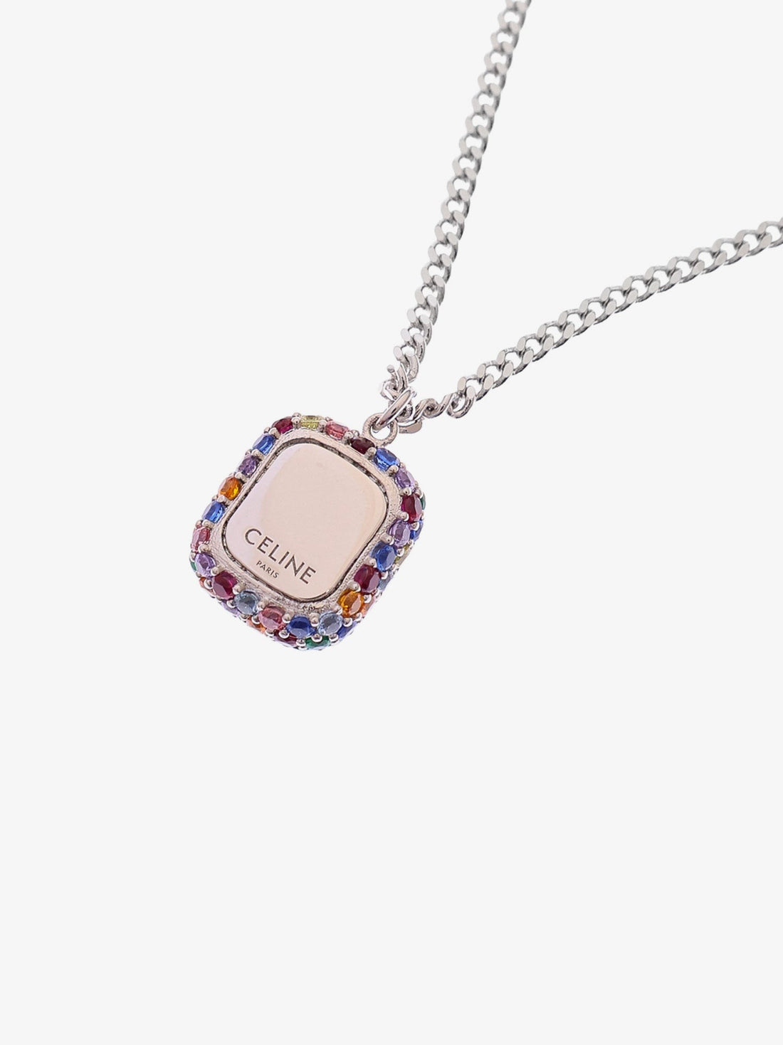 Metal necklace with multicolor pendant