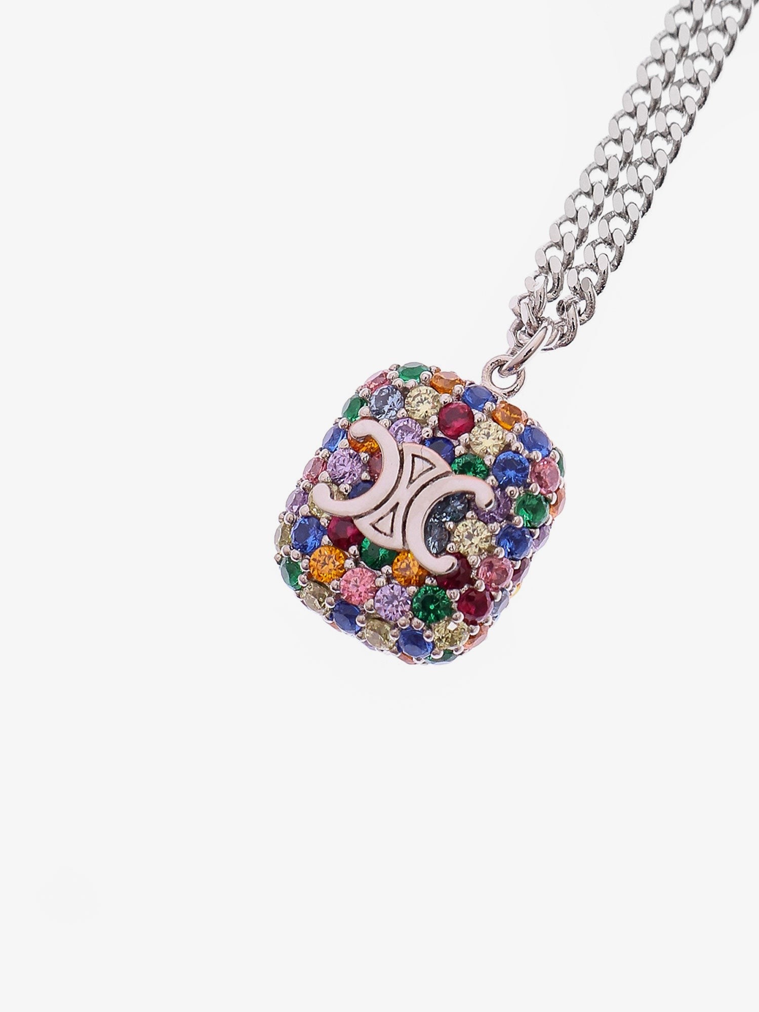 Metal necklace with multicolor pendant