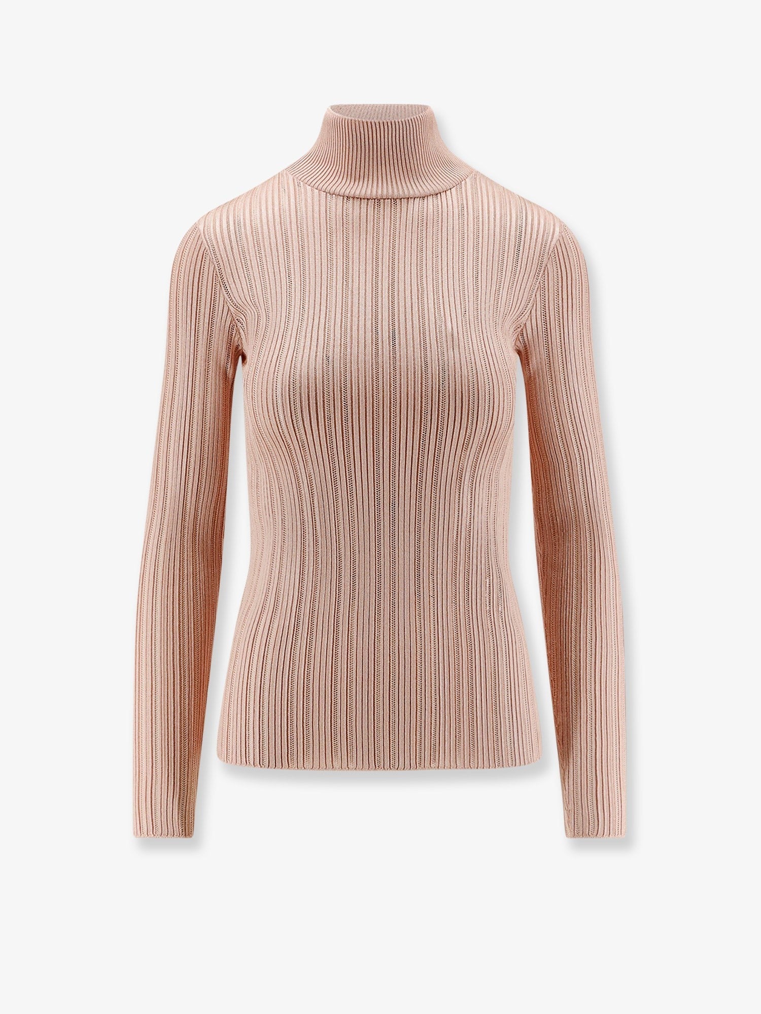 Metallic fabric turtleneck sweater