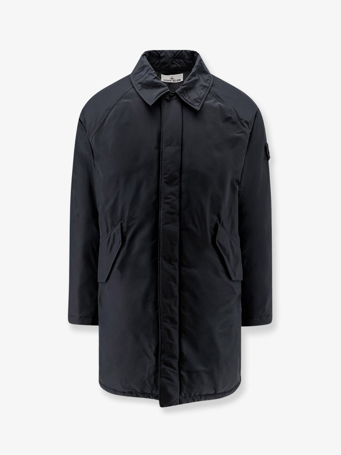 Stone Island - Micro Reps padded long jacket Black