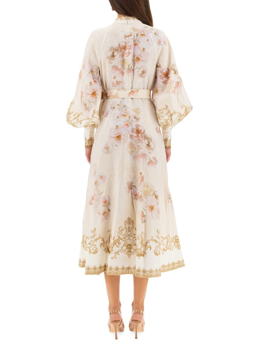 ZIMMERMANN MIDI DRESS WITH BUTTONS "HYPNOTIC"