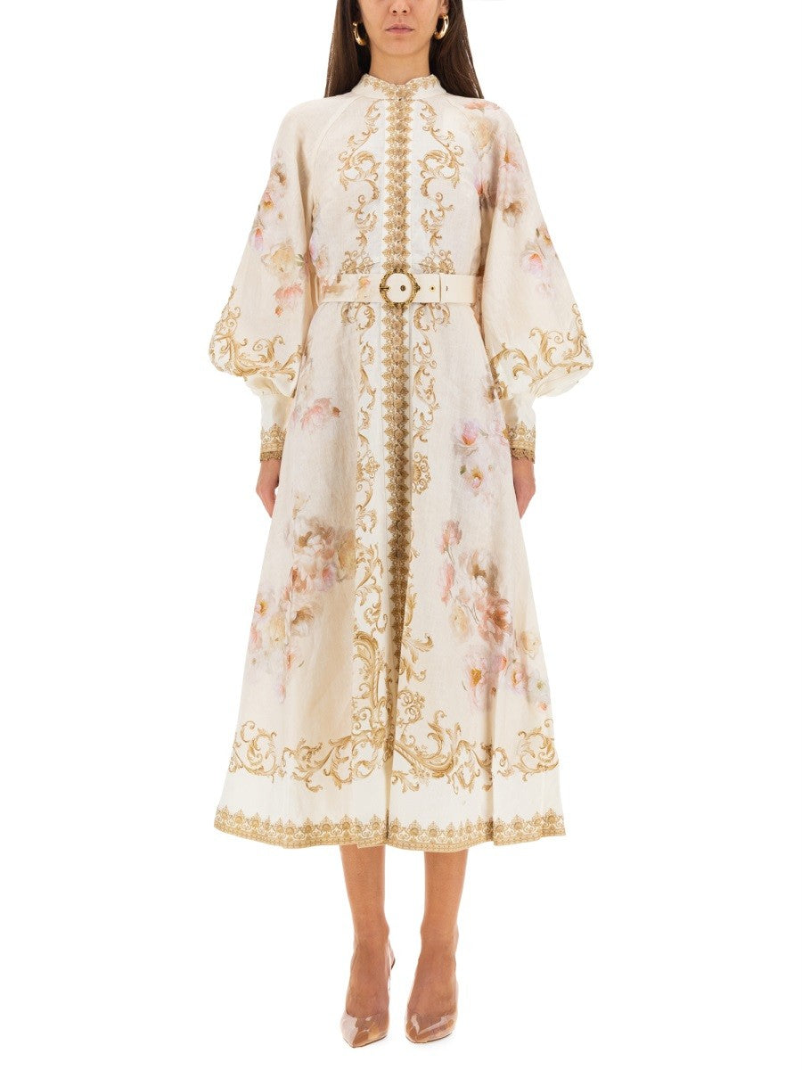 ZIMMERMANN MIDI DRESS WITH BUTTONS "HYPNOTIC"