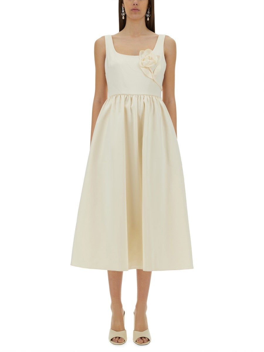 MIDI DRESS WITH FLORAL APPLIQUÉS