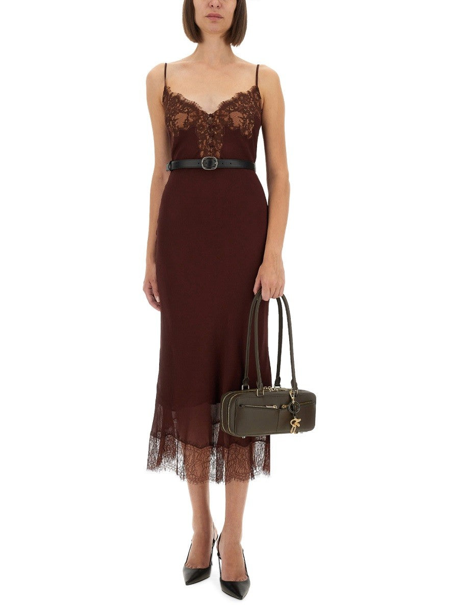 SELF-PORTRAIT SELF-PORTRAIT - MIDI DRESS WITH LACE INSERTS
