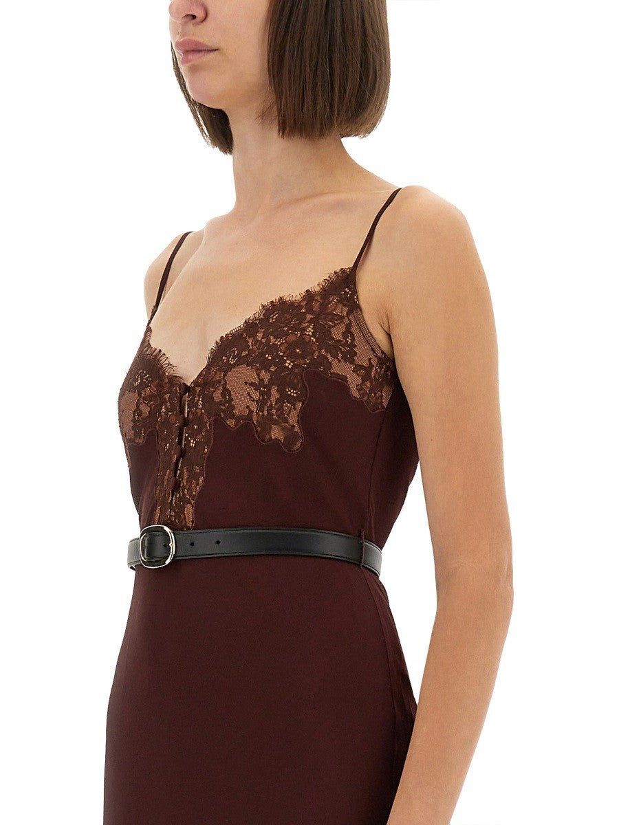 MIDI DRESS WITH LACE INSERTS