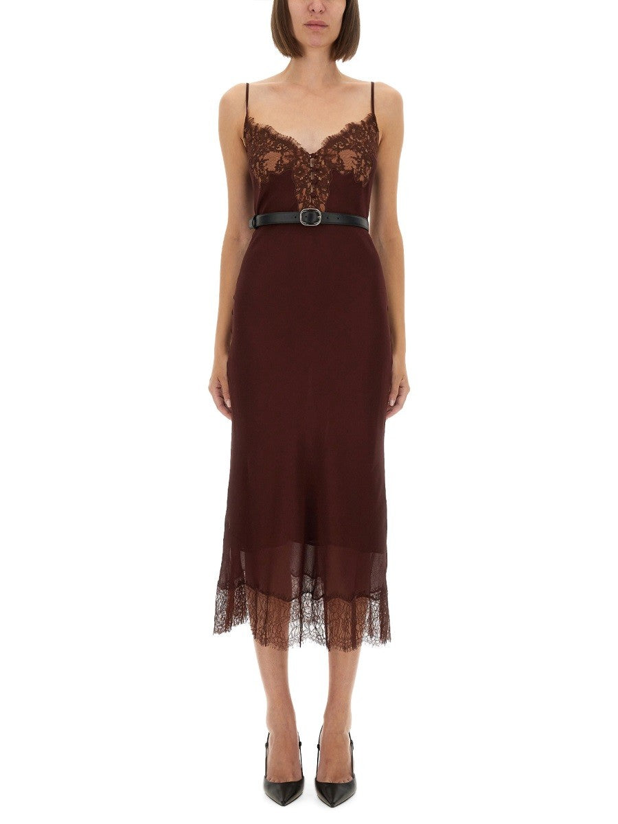 MIDI DRESS WITH LACE INSERTS