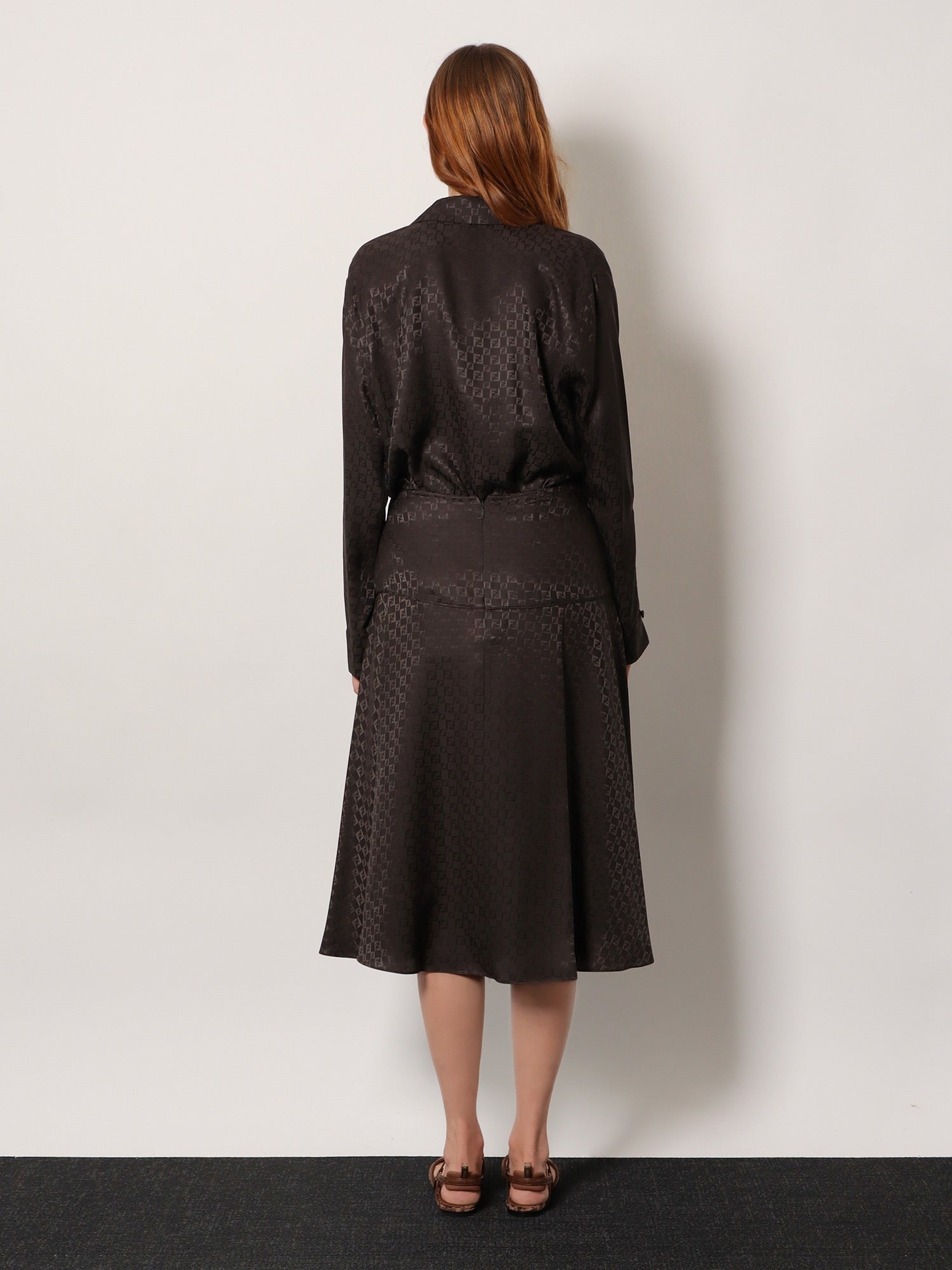 Midi FF jacquard silk skirt