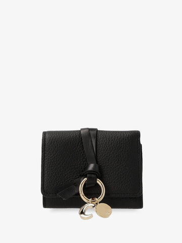 CHLOE' - Mini Alphabet Trifold Leather Wallet Black