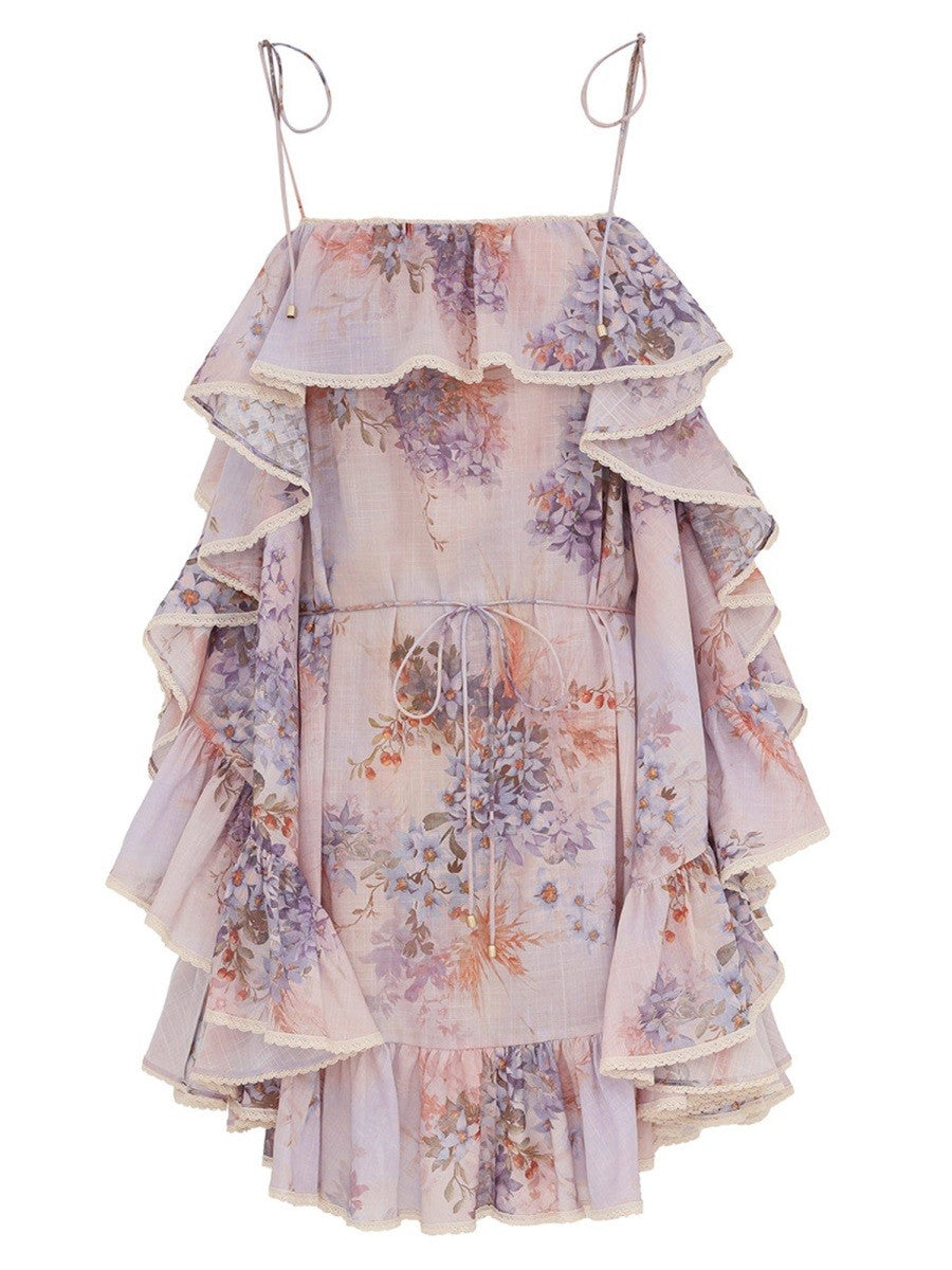 ZIMMERMANN - MINI DRESS WITH RUFFLES "CASCADIAN"
