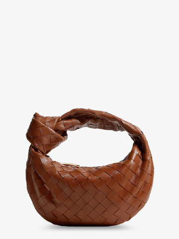 Bottega Veneta - Mini Jodie leather handbag with Intrecciato motif TANNIN-GOLD UNI