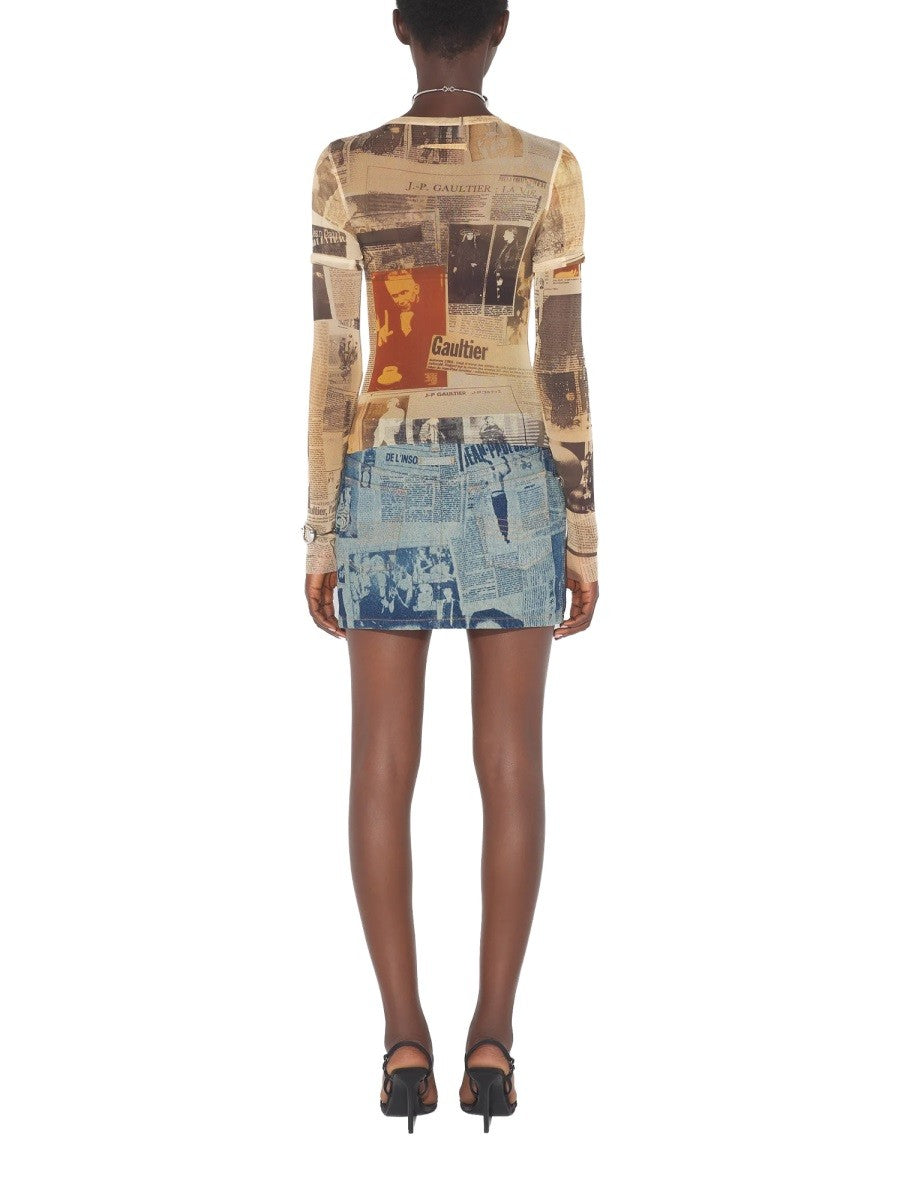 JEAN PAUL GAULTIER JEAN PAUL GAULTIER - MINISKIRT WITH "NEWSPAPER" PRINT