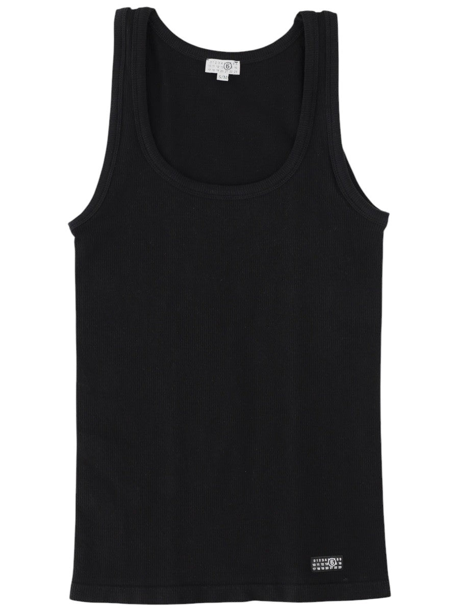 MM6 MAISON MARGIELA - Stretch Tank Top - Black mm6-maison-margiela-stretch-tank-top-black-front-jpg