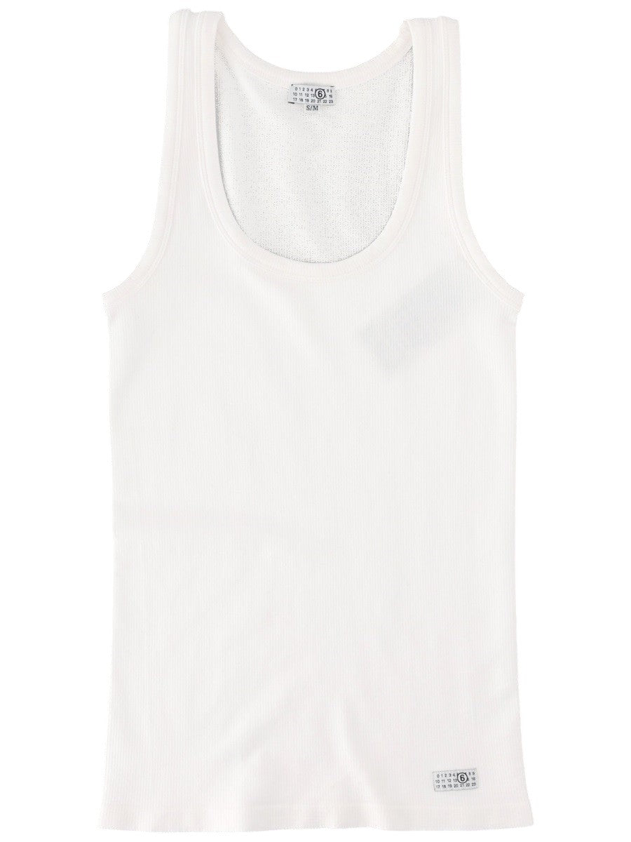 MM6 MAISON MARGIELA - Stretch Tank Top - White mm6-maison-margiela-stretch-tank-top-white-front-jpg