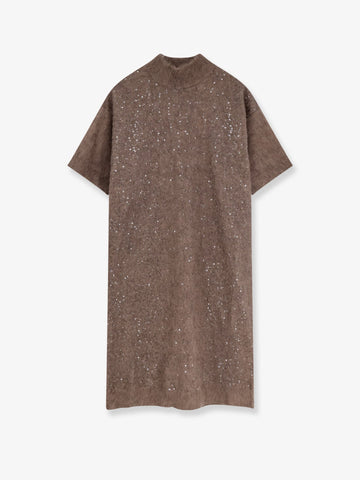 Mohair and virgin wool dress with sequins