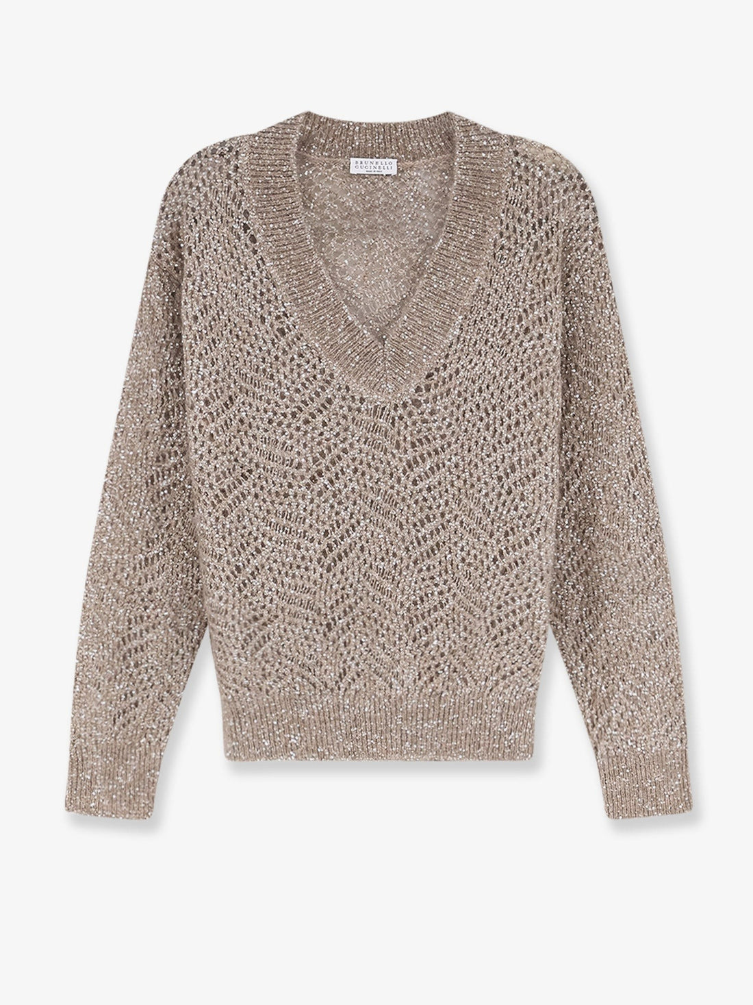 Brunello Cucinelli - Mohair blend sweater with Dazzling pattern BROWNCALDO L