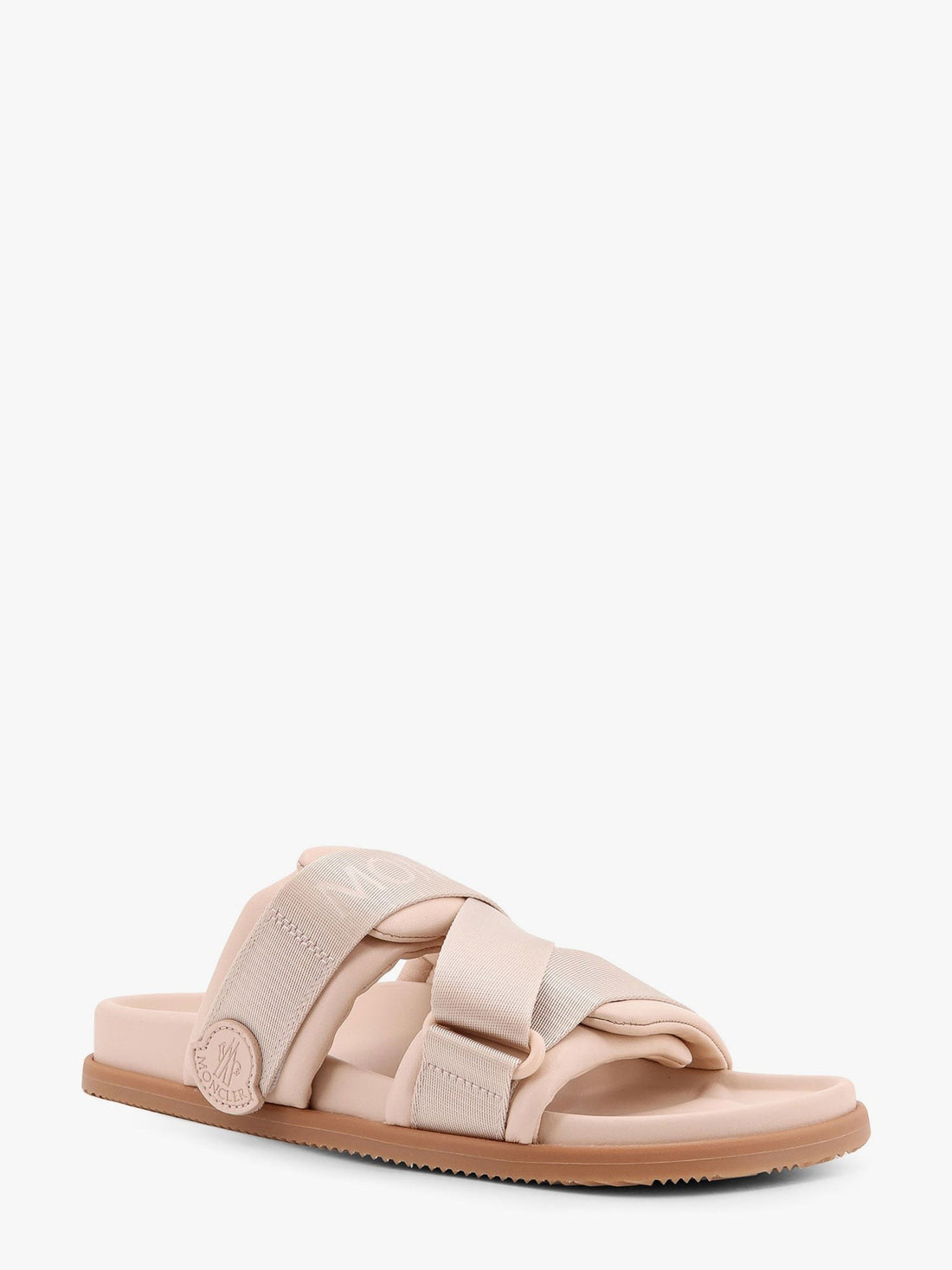 Moncler - Mon summer leather sandals with nylon details Rosa