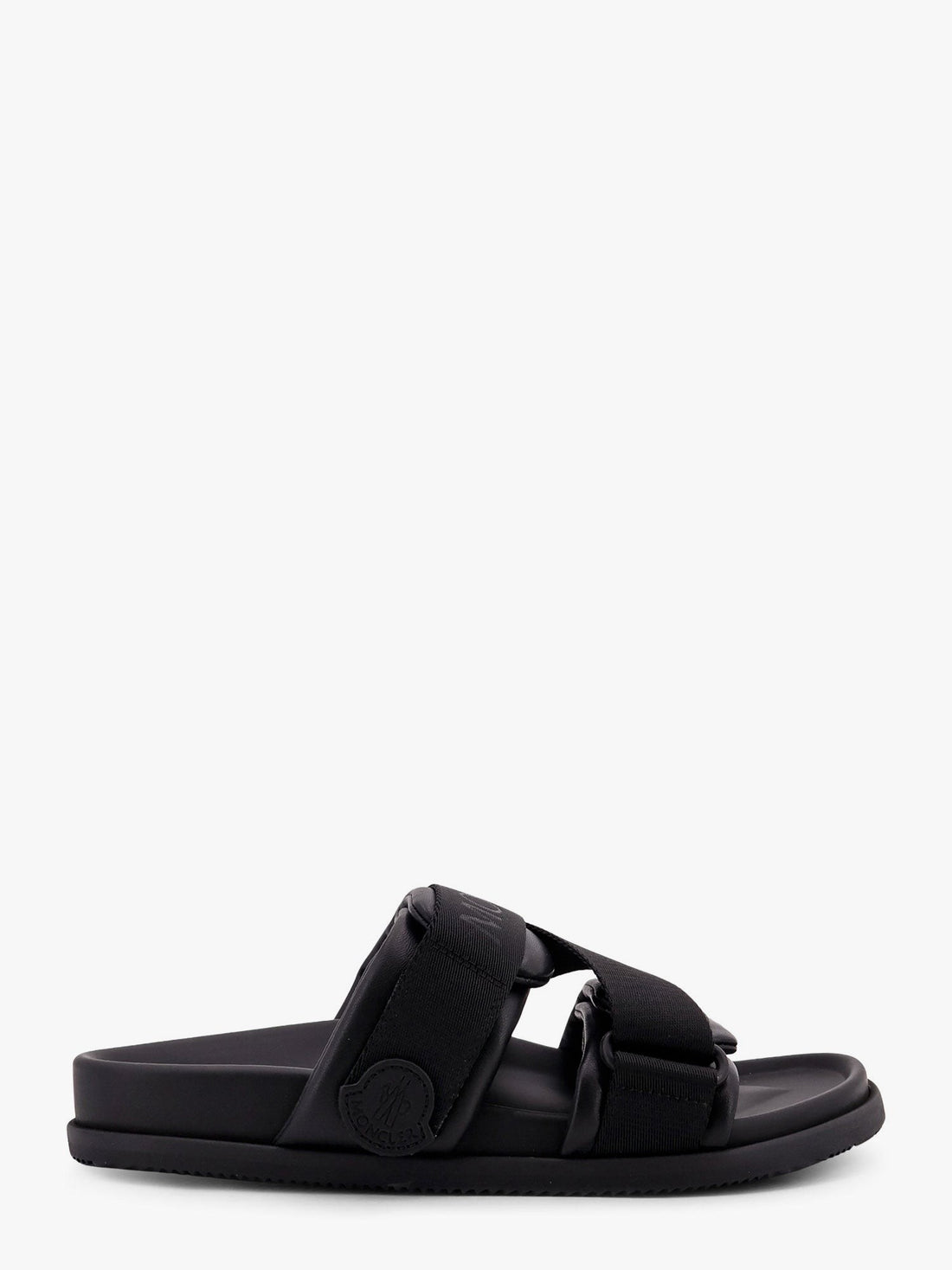 Moncler - Mon summer leather sandals with nylon details Nero