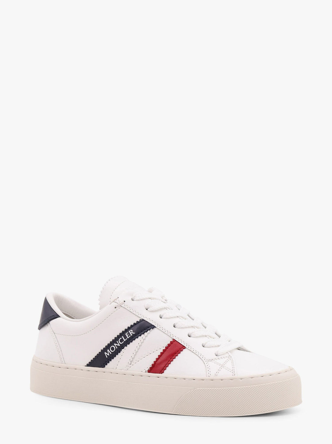 Moncler - Monaco2 leather sneakers with logo print Bianco 36