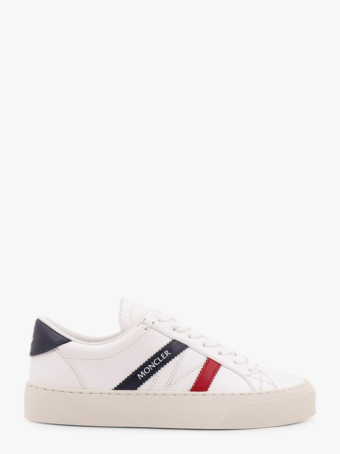 Moncler - Monaco2 leather sneakers with logo print Bianco 36